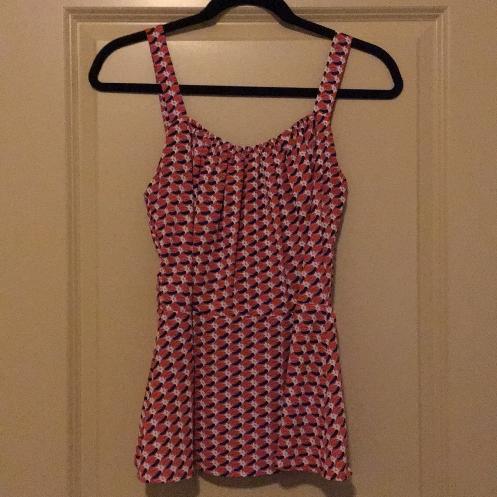 Strappy Patterned Peplum Top - image 1